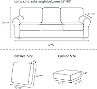 Vista 102 de CHUN YI - Funda elástica para sofá (7 piezas), funda para sofá de 3 plazas con tres respaldos y cojines separados con banda elástica, tela jacquard