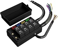 Vista 8 de DAIERTEK Caja de relé de fusibles de 12 V, automotriz, 10 ranuras, soporte de relé de 15 ranuras, soporte de fusibles ATC/ATO, bloque universal