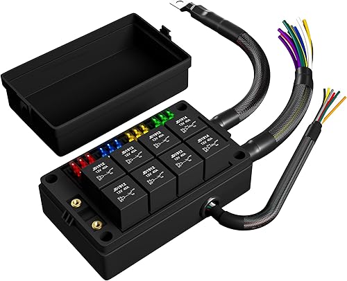 Miniatura 8 de DAIERTEK Caja de relé de fusibles de 12 V, automotriz, 10 ranuras, soporte de relé de 15 ranuras, soporte de fusibles ATC/ATO, bloque universal