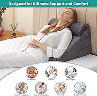 Vista 78 de Bedluxe - Juego de 4 almohadas ajustables de cuña para cama, almohada de espuma viscoelástica para después de la cirugía para el alivio del dolor