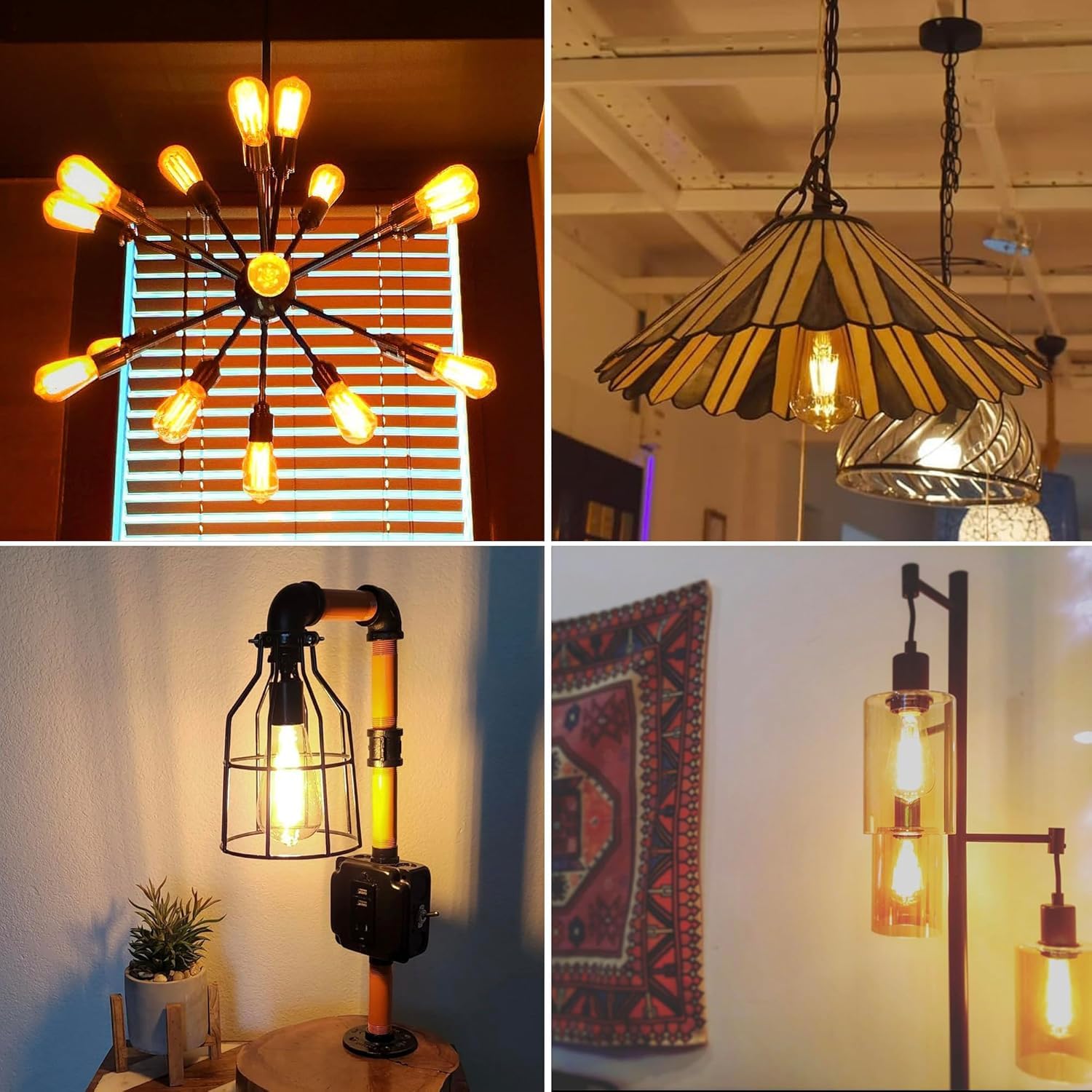 YUNRRD Lampadina vintage E27 LED Edison ST64, confezione da 6