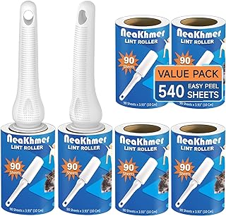 Rullo peli animali, extra appiccicosi 540 fogli, 90 fogli per leva pelucchi, spazzola togli peli animali/rulli di pelucchi/spazzola peli gatto/spazzola peli cane