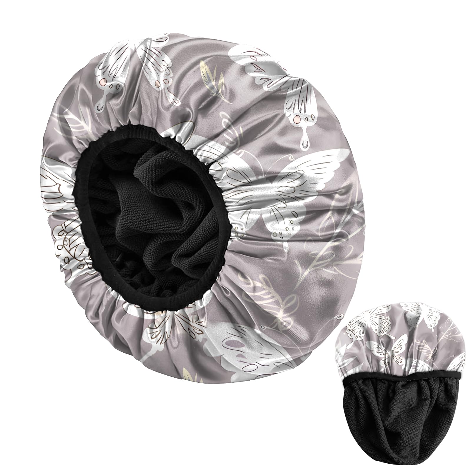 BHAHB Duschhaube, mit elastisch, wiederverwendbar,wasserdicht-hochwertig Duschhaube mit Terrystoff-Futter zum Haar trocknen, niedlich Design für Frauen und Mädchen