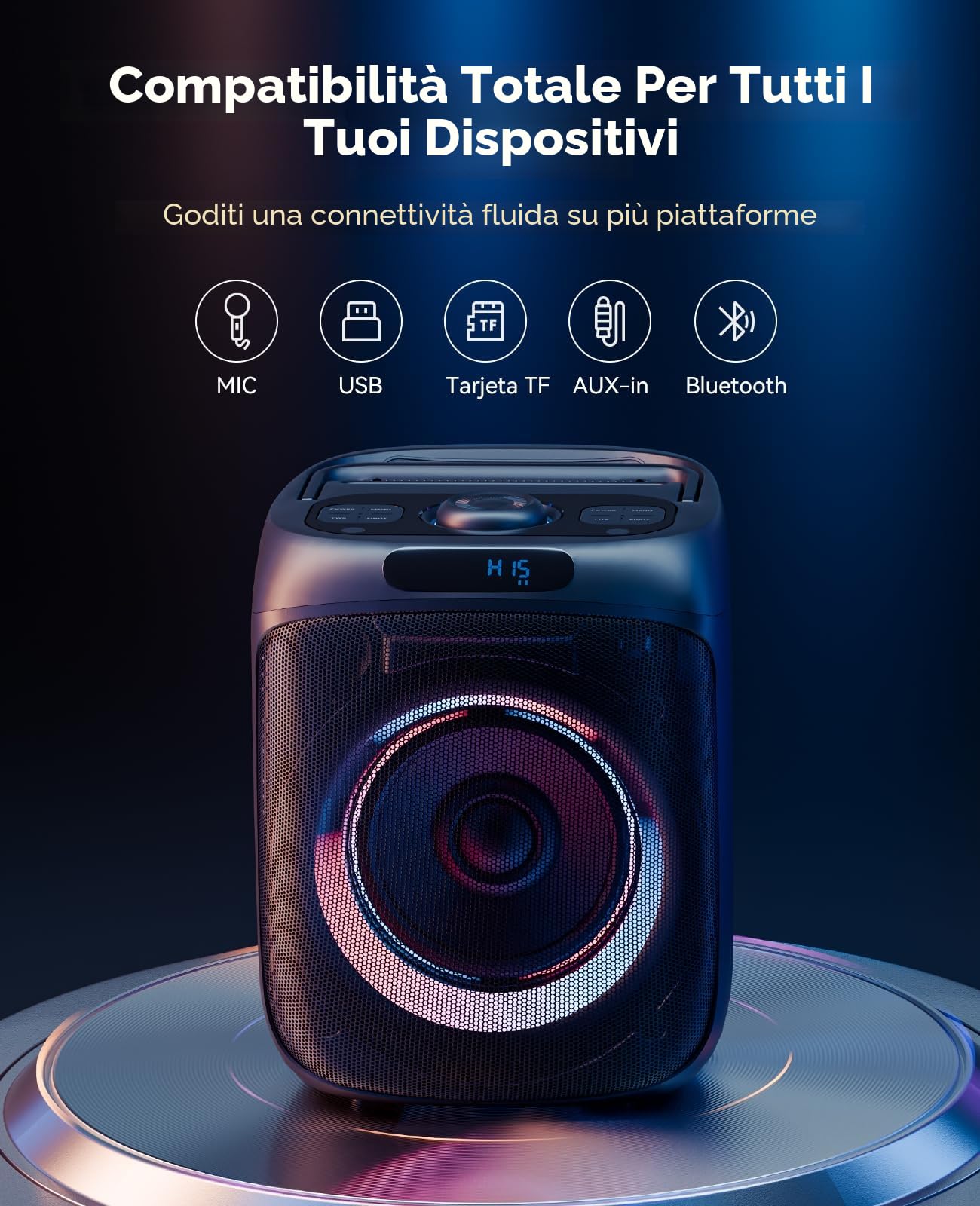 400W Karaoke Con Microfono Professionale, Cassa Karaoke Portatile Con 2 Microfoni Wireless, Sistema PA Con Luci LED, Supporta Bluetooth/TF/USB/AUX/FM/TWS Per Feste e Adulti