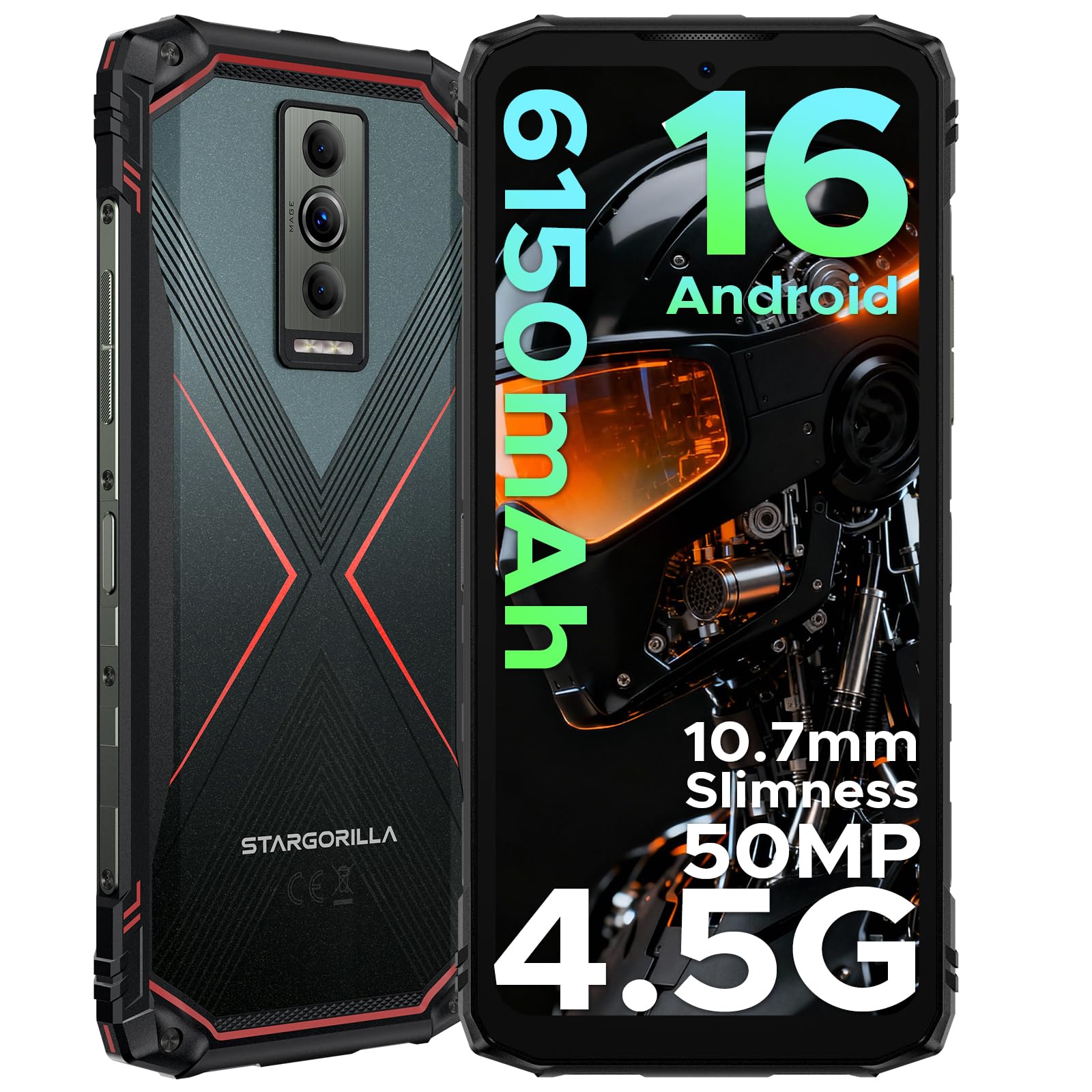 Stargorilla Blade10 Pro Energy Rugged Smartphone Android 16 12GB+ 128GB Telefono Rugged Sottile Octa Core Display 90Hz IP68 IP69K Cellulare Antiurto 50MP NFC Dual SIM 4G GPS Espandibile 2TB