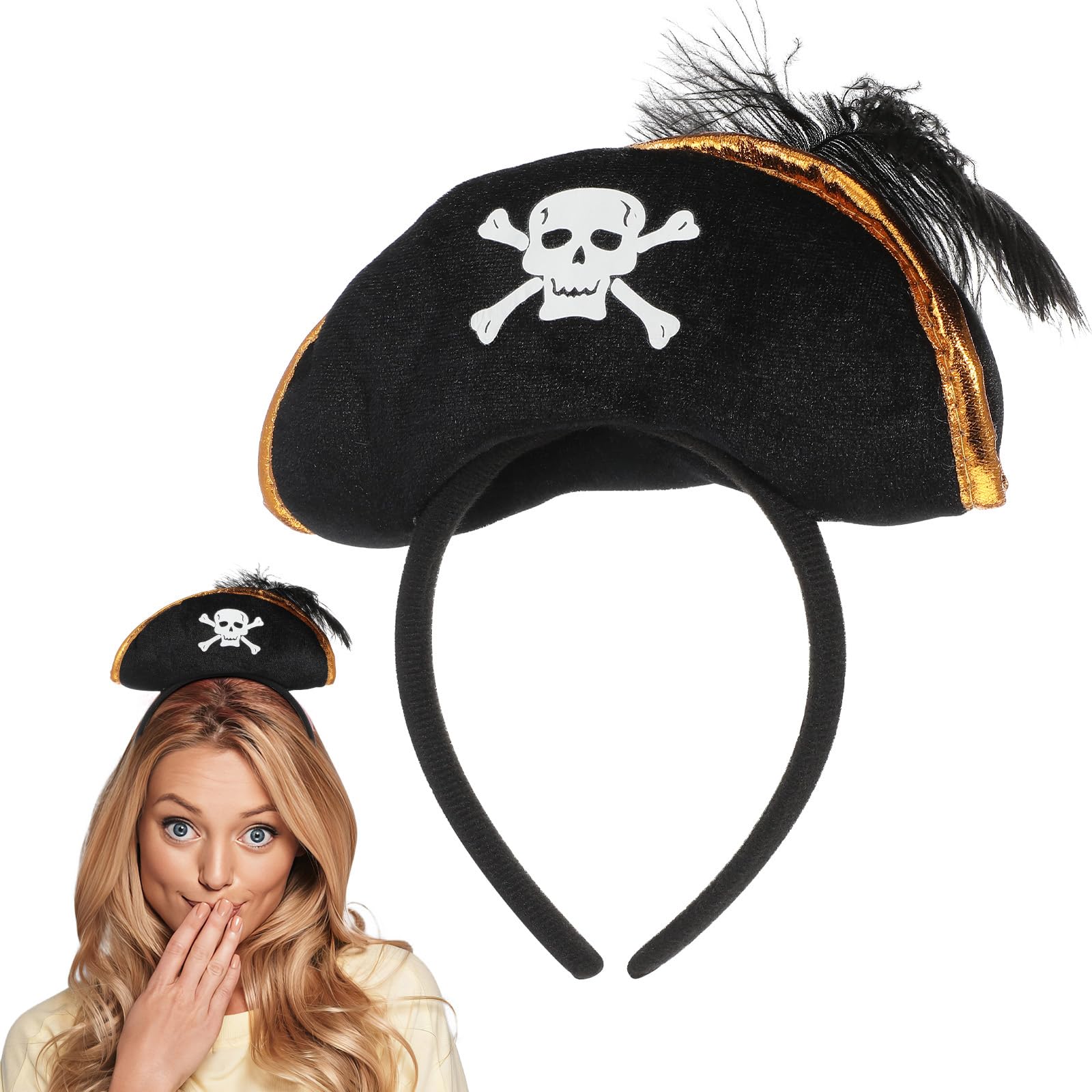 MAGICLULU Pirate Captain Hairband Skull Pattern Headband for Halloween Party Dress-up Costume Accessory for Adults and Kids