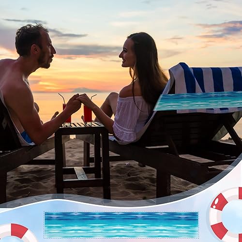 Miniatura 6 de Boao 8 bandas de toalla grandes para sillas de playa de 15.75 x 1.97 pulgadas, bandas elásticas a prueba de viento, clips para sala de estar