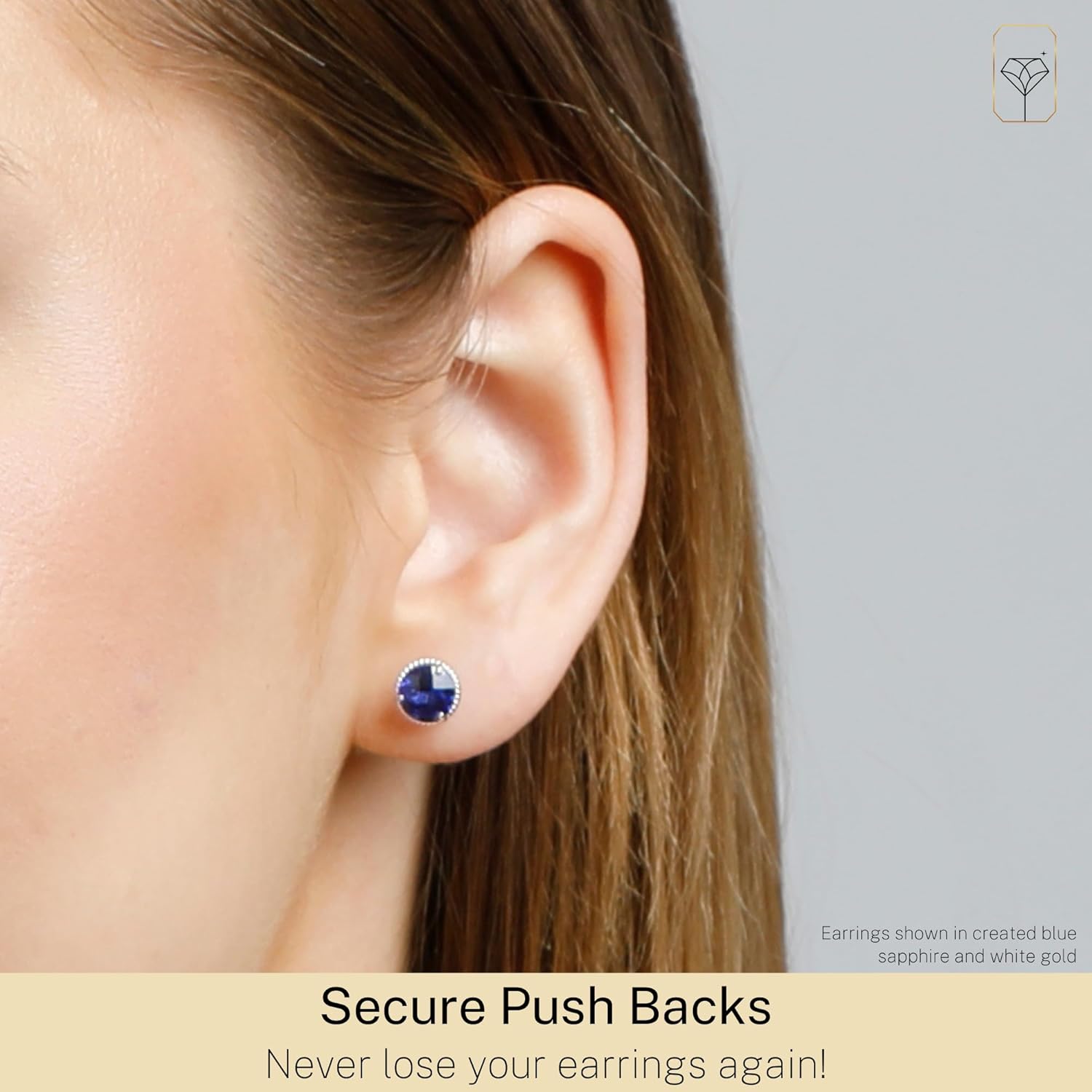 14k White or Yellow Gold Roped Halo Gemstone Round Stud Earrings for Women 6mm Birthstone with Push Backs by MAX + STONE