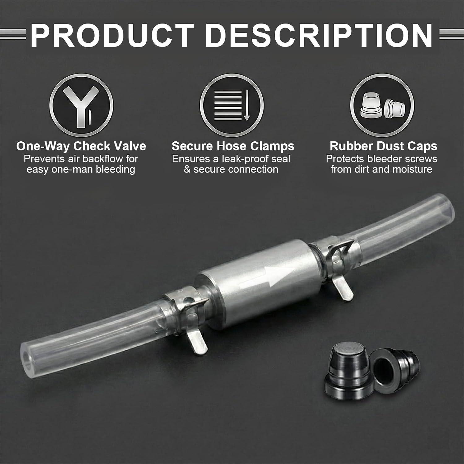 4 Pcs Brake Bleeder Hose One Way Check Valve Kit, Car Motorcycle One Man Brake System Bleeding Tools