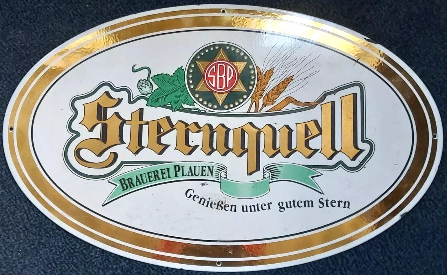 Emaille Schild 80x49 cm Sternquell Plauen Sternbräu Bier Sammler Brauerei Kneipe gebraucht