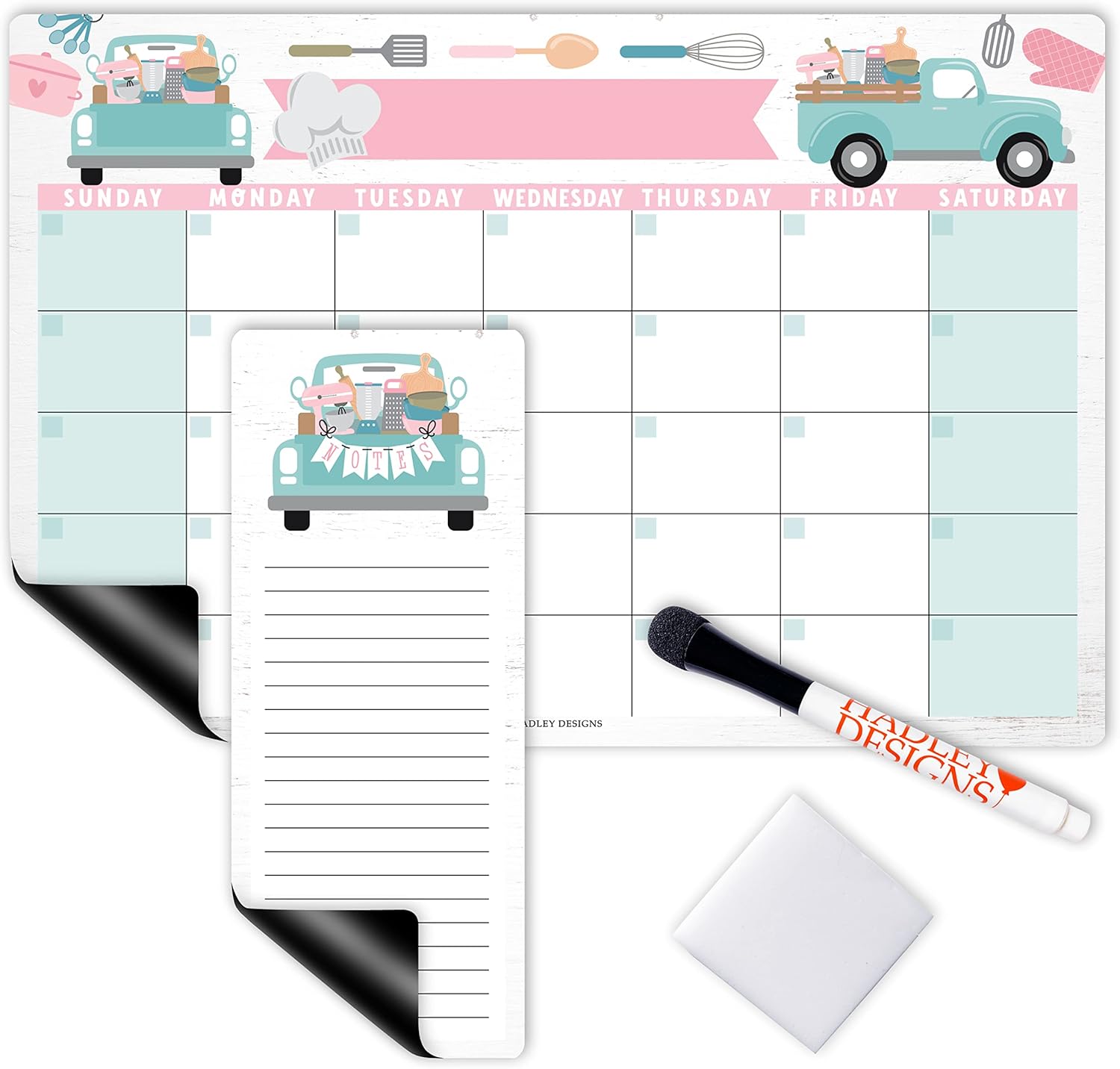 Truck Large Calendar for Fridge Dry Erase Board