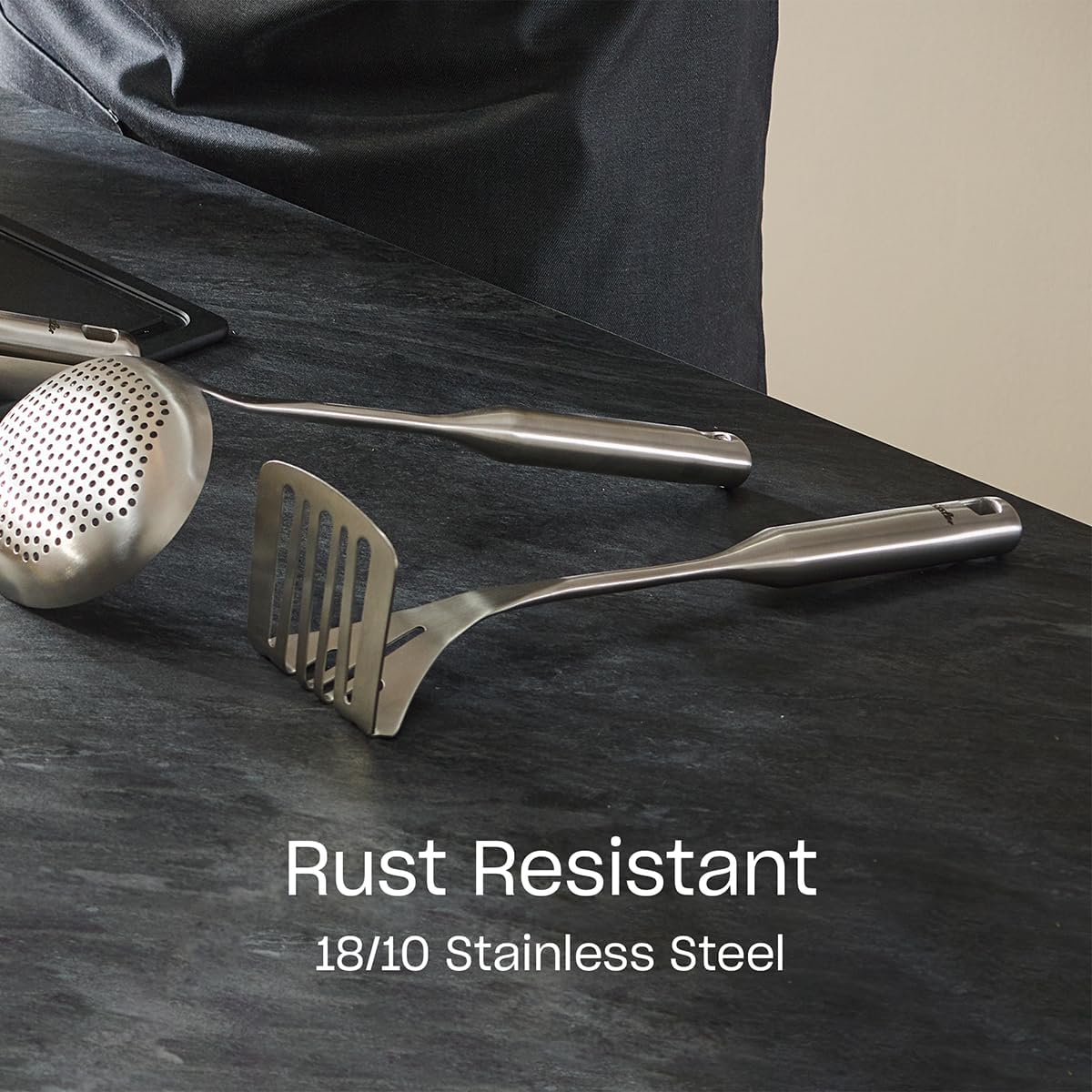 Fissler Essential Potato Masher, 18/10 Stainless Steel Kitchen Utensil for Mashing Potatoes & Vegetables, Ergonomic Handle, Dishwasher Safe