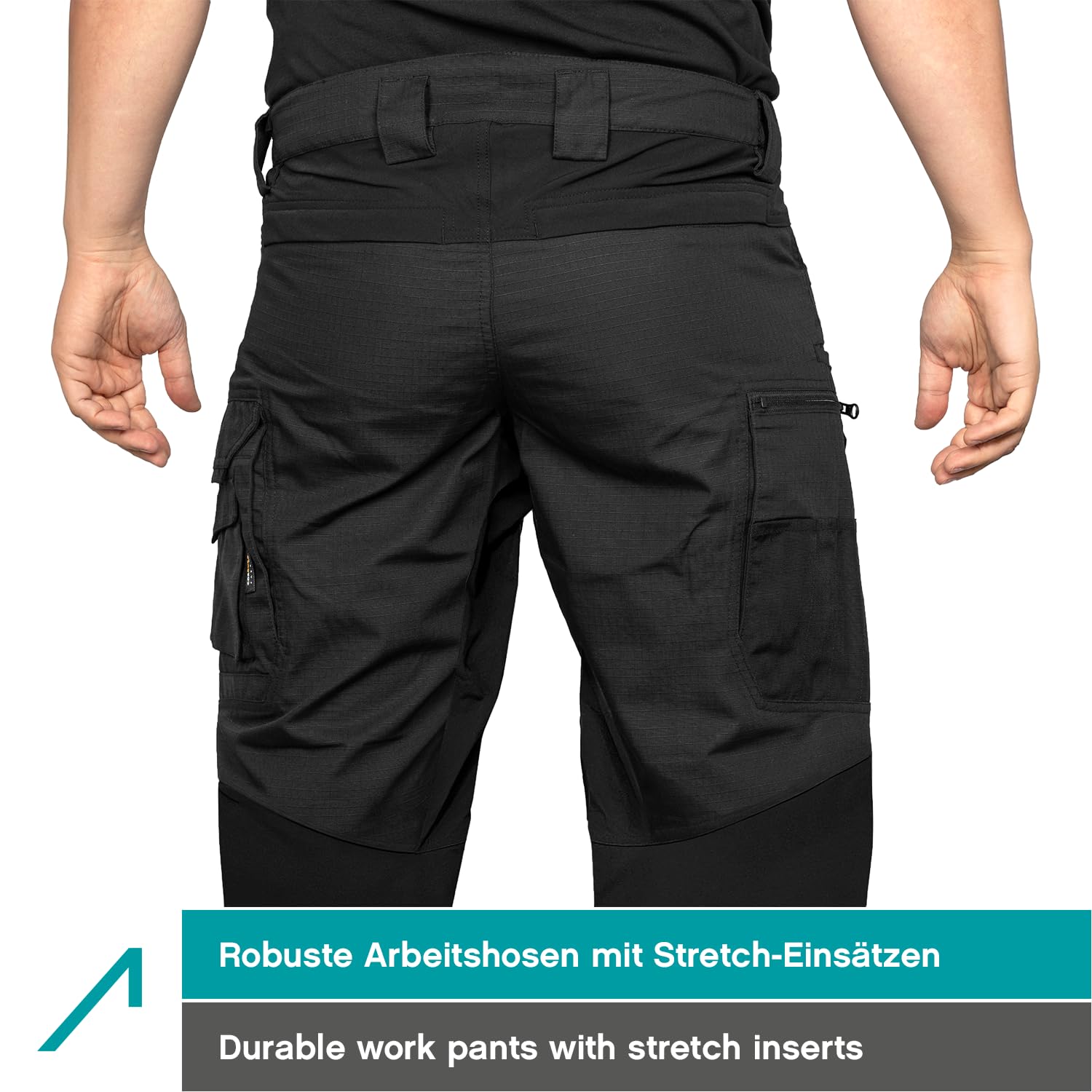 ACE Constructor Pantaloni da Lavoro Lunghi da Uomo - Pantaloni da Lavoro da Uomo con Vita Elasticizzata, Tasche Cargo e Ginocchiere
