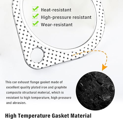 Miniatura 27 de 2 juntas de escape de automóvil, 2 pulgadas, 2 pernos de repuesto para juntas de escape OEM # 120-06310-0002, junta de colector de escape estándar 2