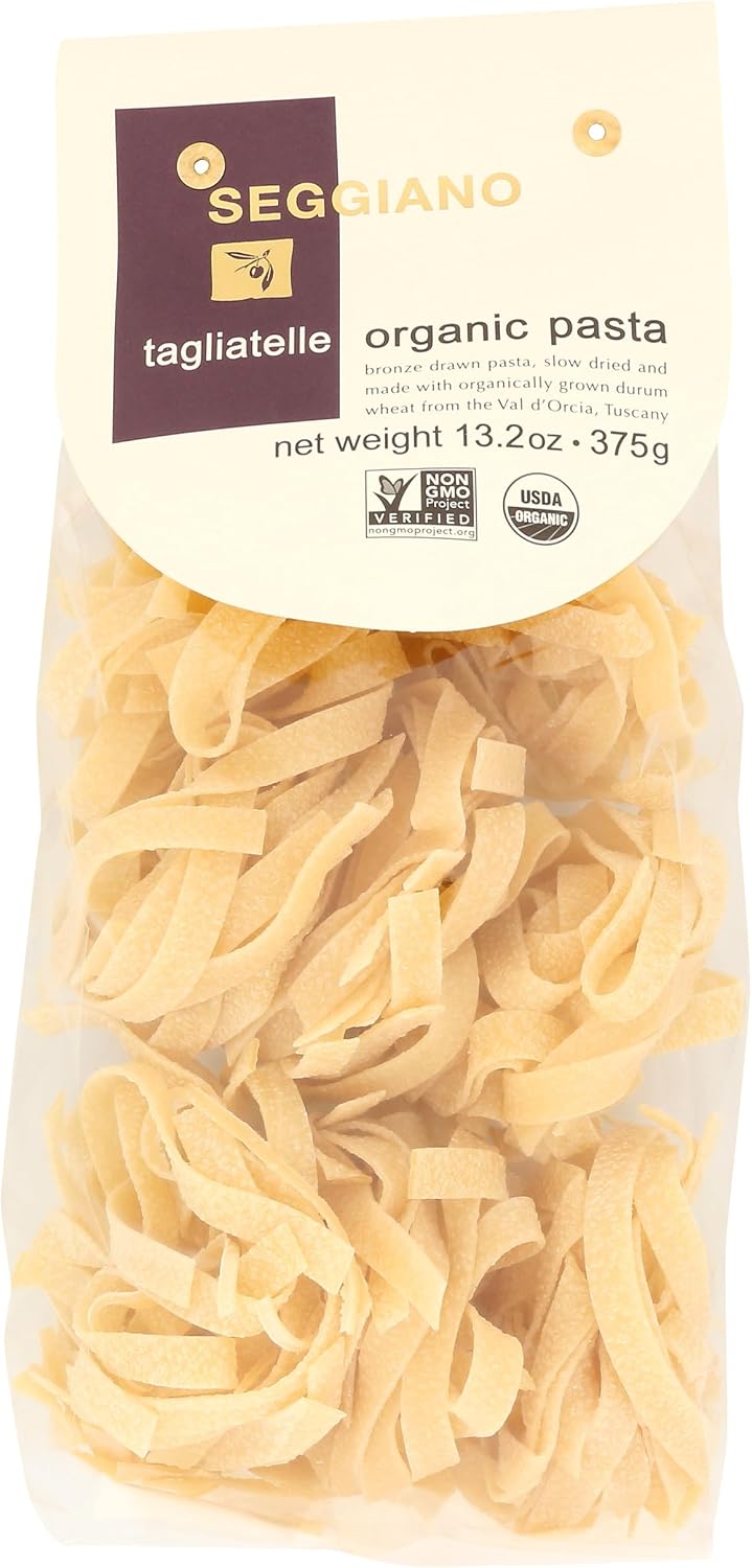Seggiano Organic Tagliatelle Pasta - Bronze Drawn, Slow Dried Tuscany Durum Wheat, 13.2 oz