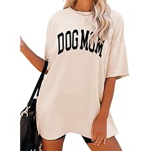 Dog Mom Oversized Short Sleeve T Shirts for Women Loose Fit Funny Letter Printed Tees Summer Casual Dog Lover Tops