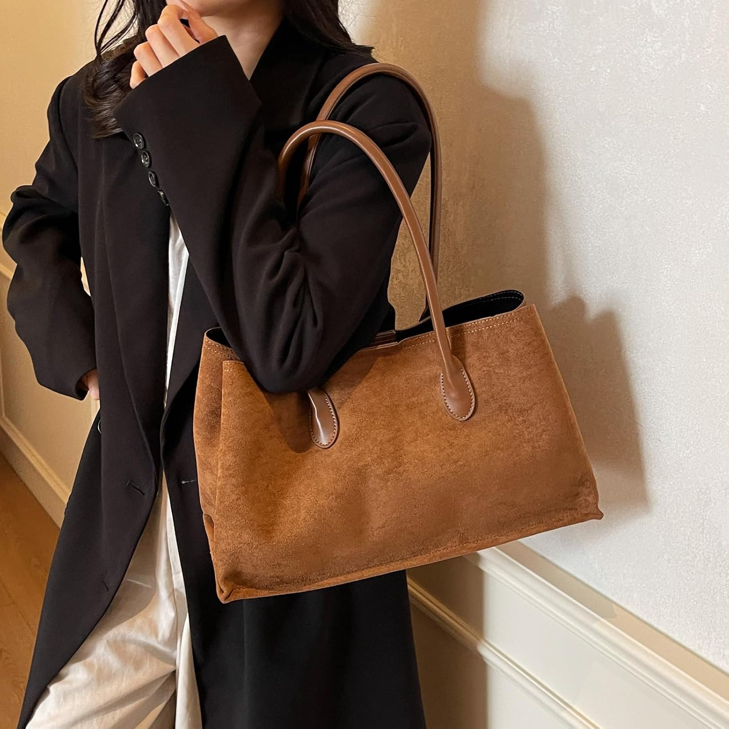 Suede Purse Tote Bags Women Work Tote Top Handle Bag Satchel Suede bag for Women