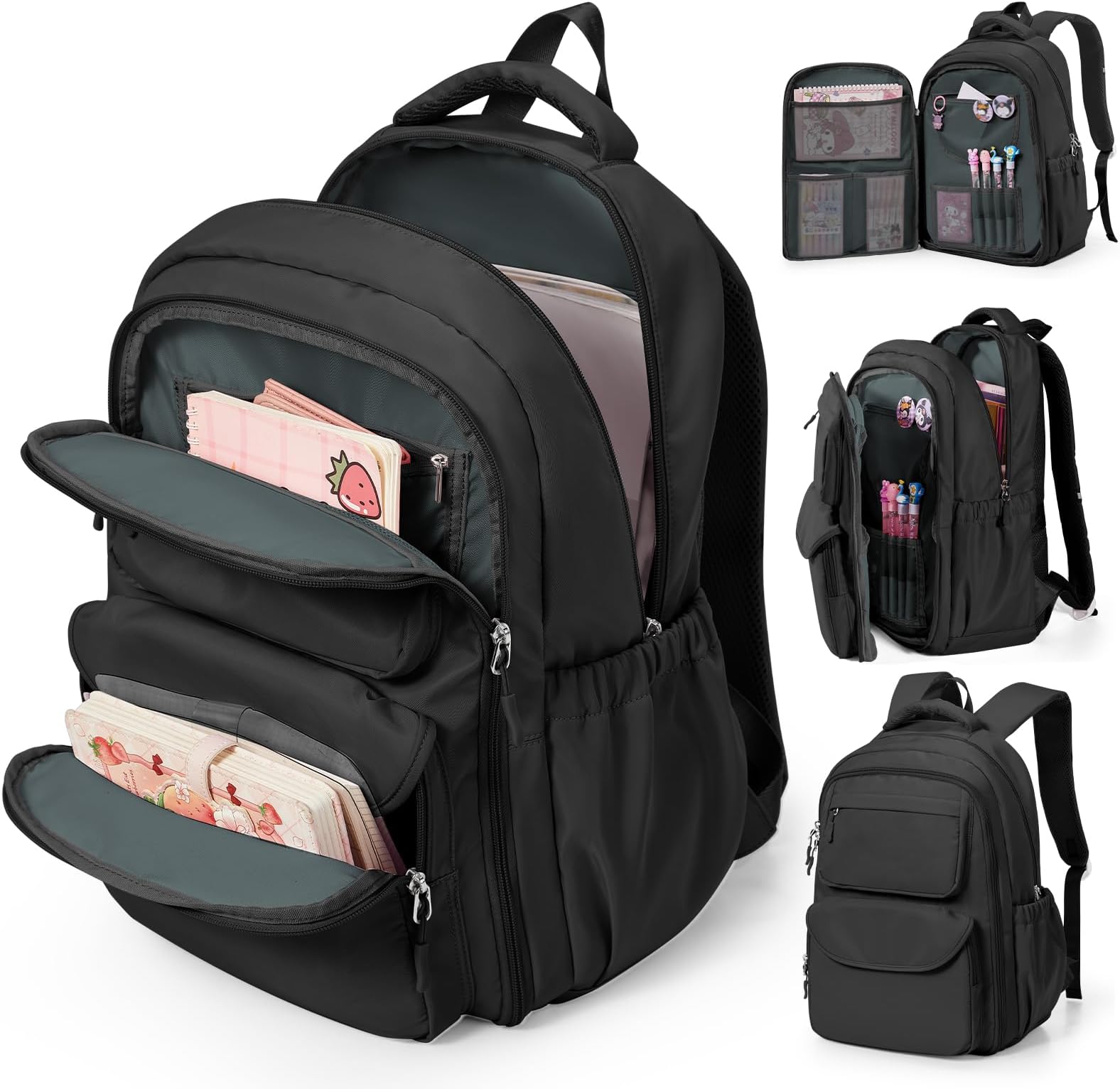 Backpack for Girls,Kids School Backpack Girls Cute Kindergarten Elementary Preschool Middle School Bags Kids Teens Aesthetic Bookbag Kawaii Backpacks Student Daypack Black