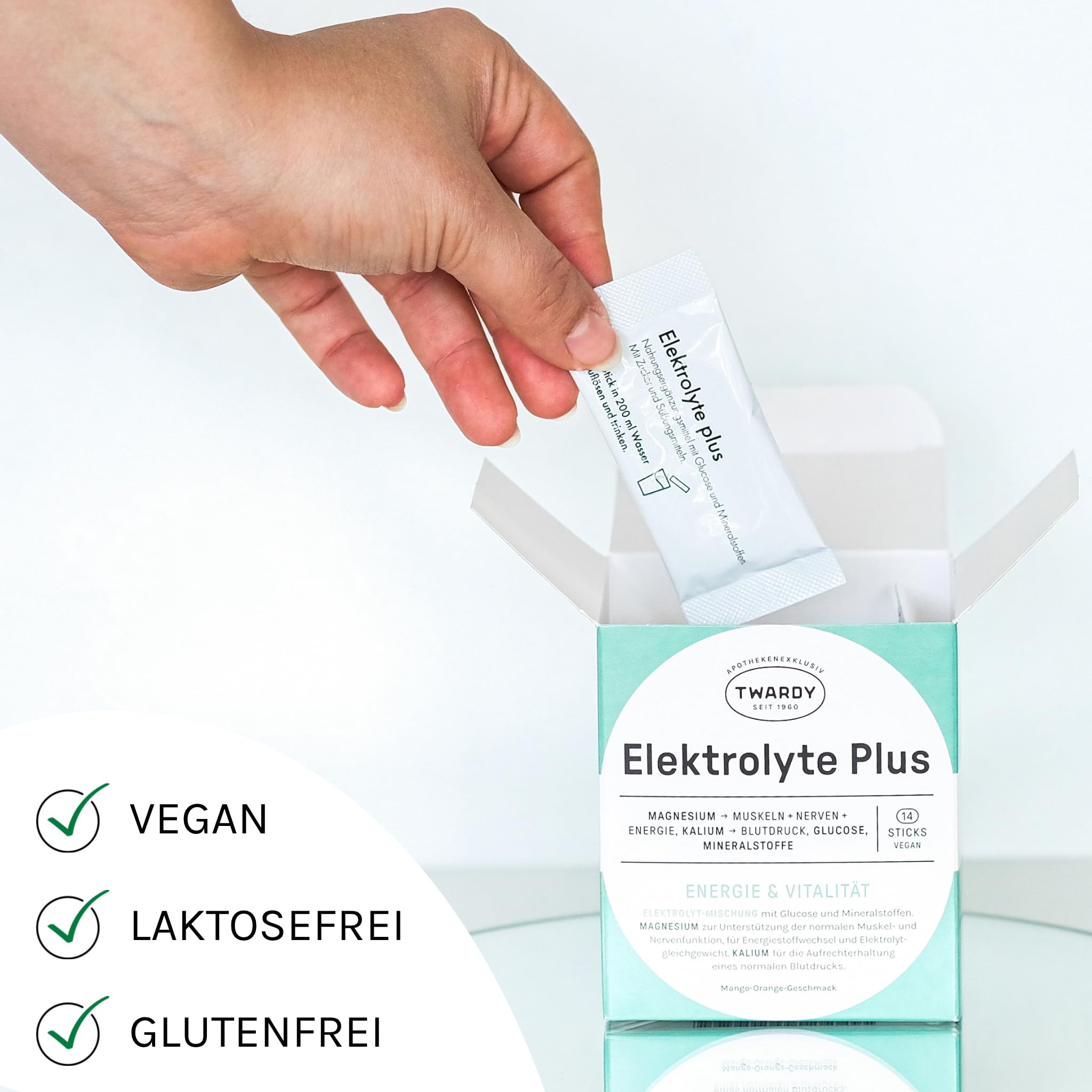 Astrid Twardy Elektrolyte Plus Mango-Orange – Elektrolytpulver für Muskeln, Nerven, beim Sport, auf Reisen & körperlicher Belastung – vegan, glutenfrei, laktosefrei – 3x14 Sticks
