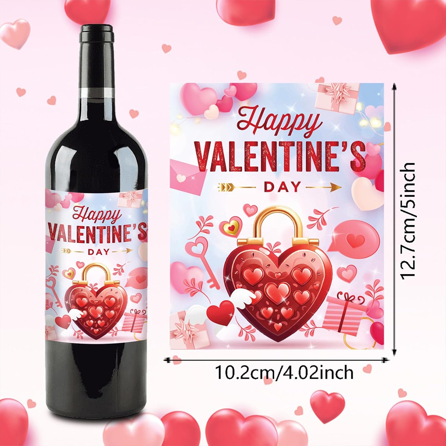 Valentine's Day Wine Bottle Label Stickers Wine Bottle Decorations, Valentine's Day Stickers Decoration for Valentine's Day Anniversary Engagement Party Wine Sticker Décor 27 Pcs