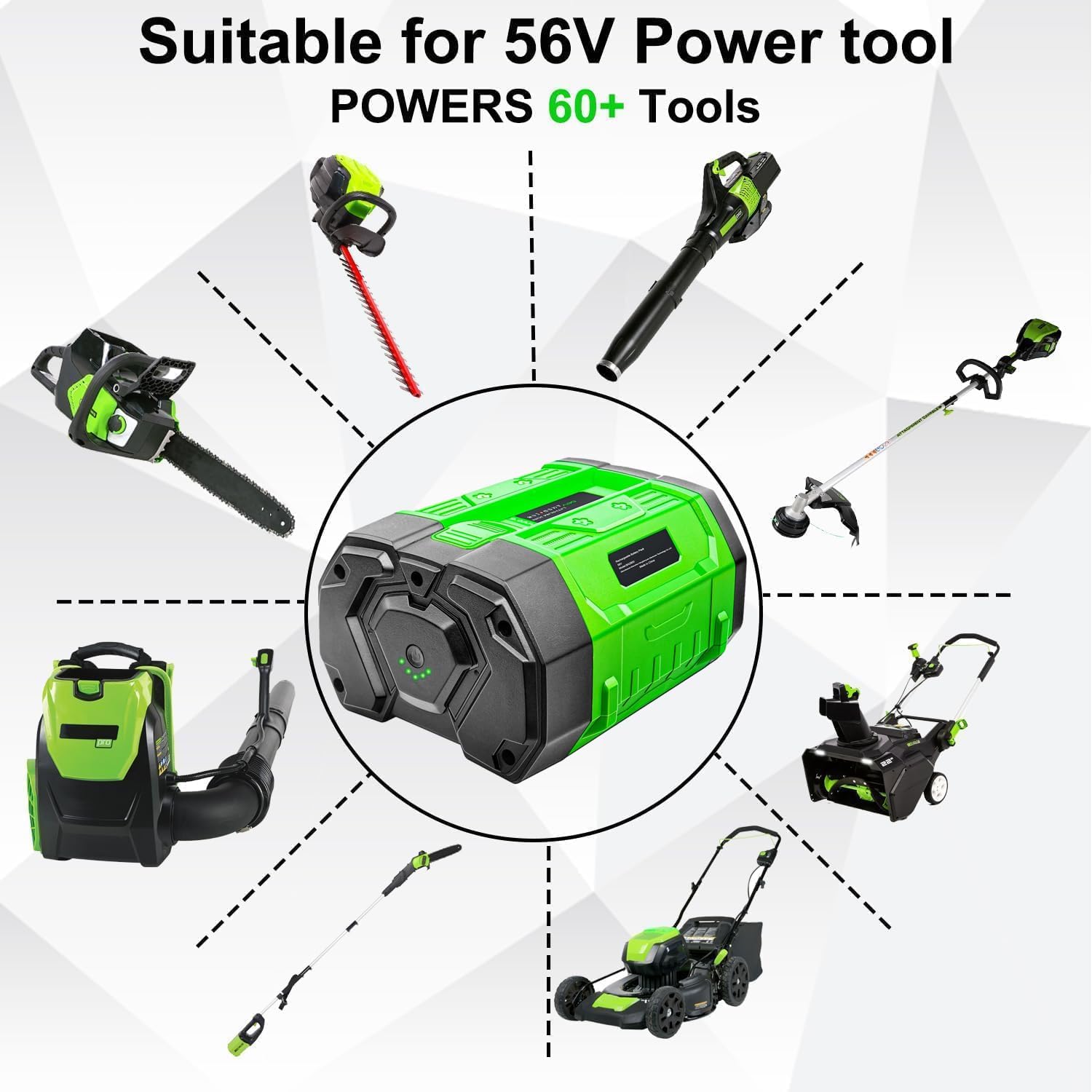FSKE 10000mAh 56V Replacement for EGO Battery 10Ah BA1400T BA2800T BA4200T BA5600T - Compatible with EGO 56 Volt Cordless Power Tools 2Packs