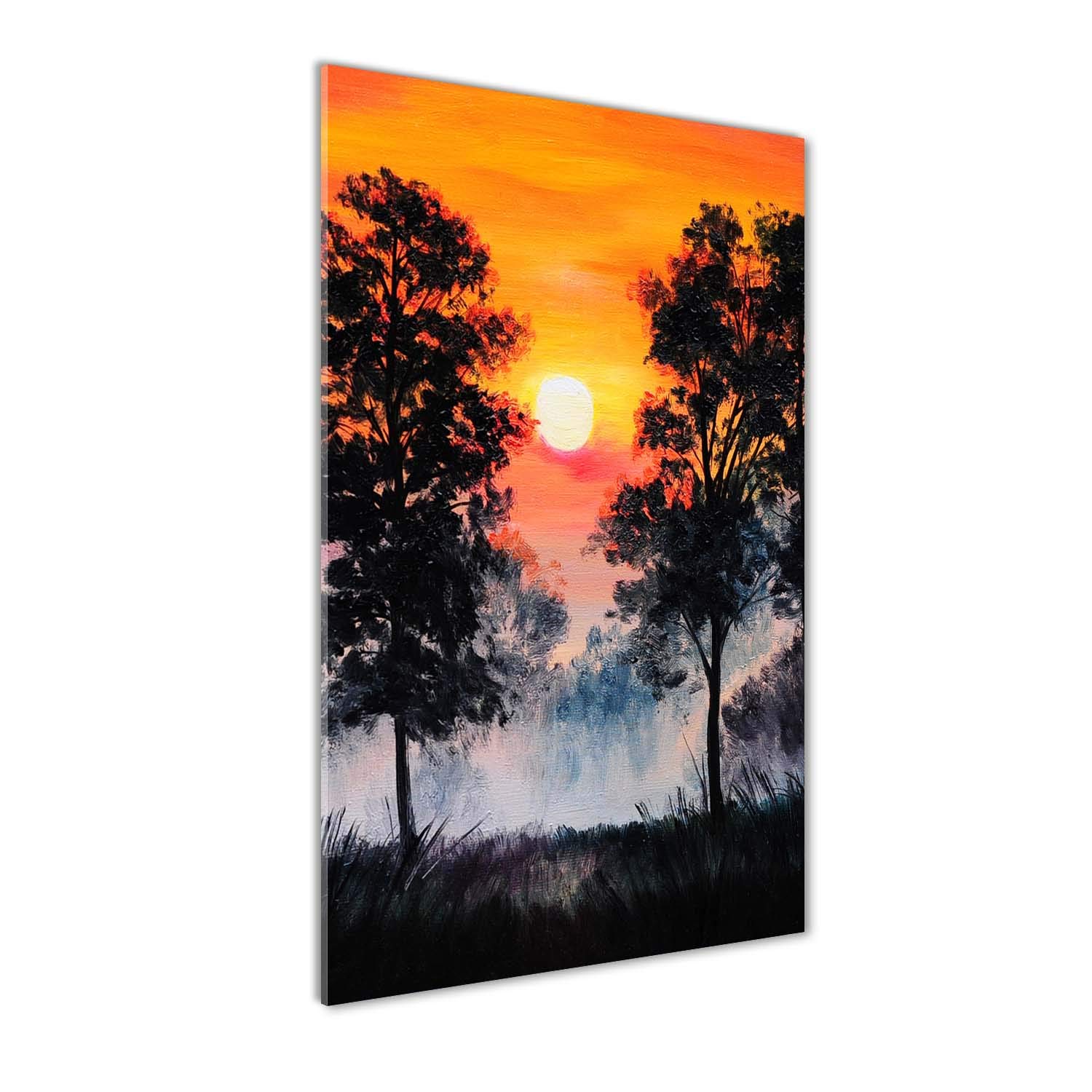Image panoramique en verre 60x120 cm forêt orange pour illuminer un salon ou une cuisine sombre