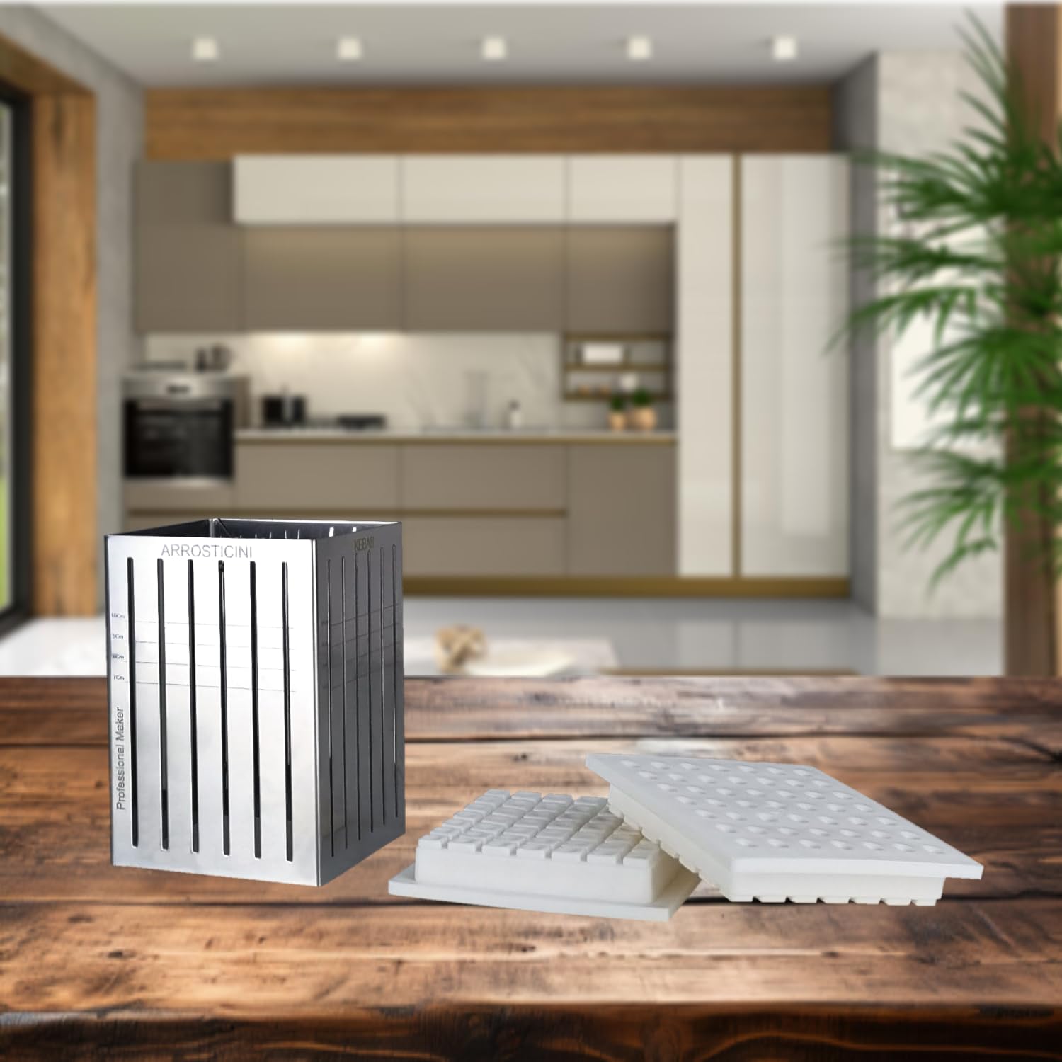 Cubo Arrosticini Spiedini (49 Pcs.) in Acciaio Inox – Macchina per Arrosticini, Kebab, Souvlaki – Smontabile e Facile da Pulire.