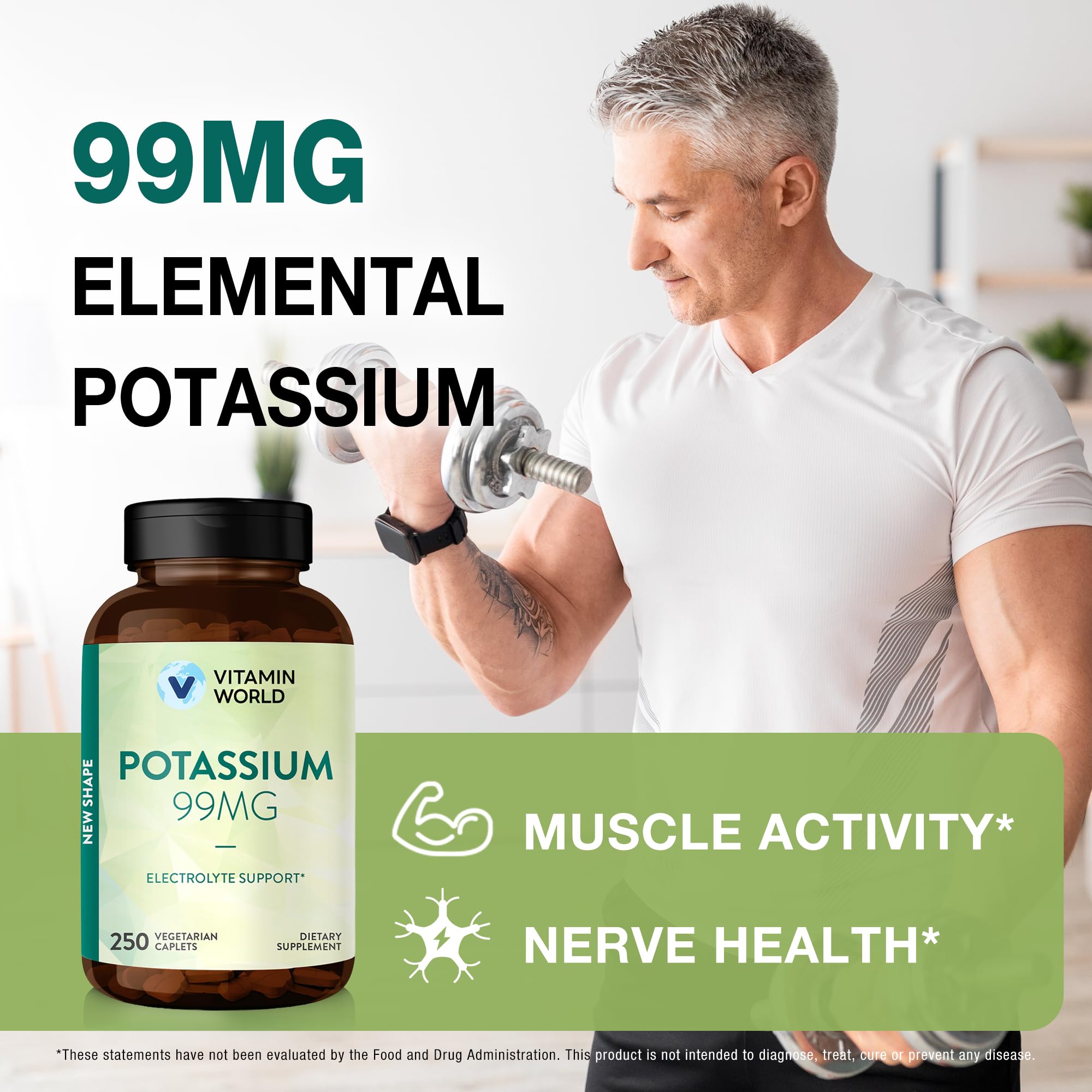 Vitamin World Potassium 99 mg, 250 Vegetarian Caplets — Amazon image 5