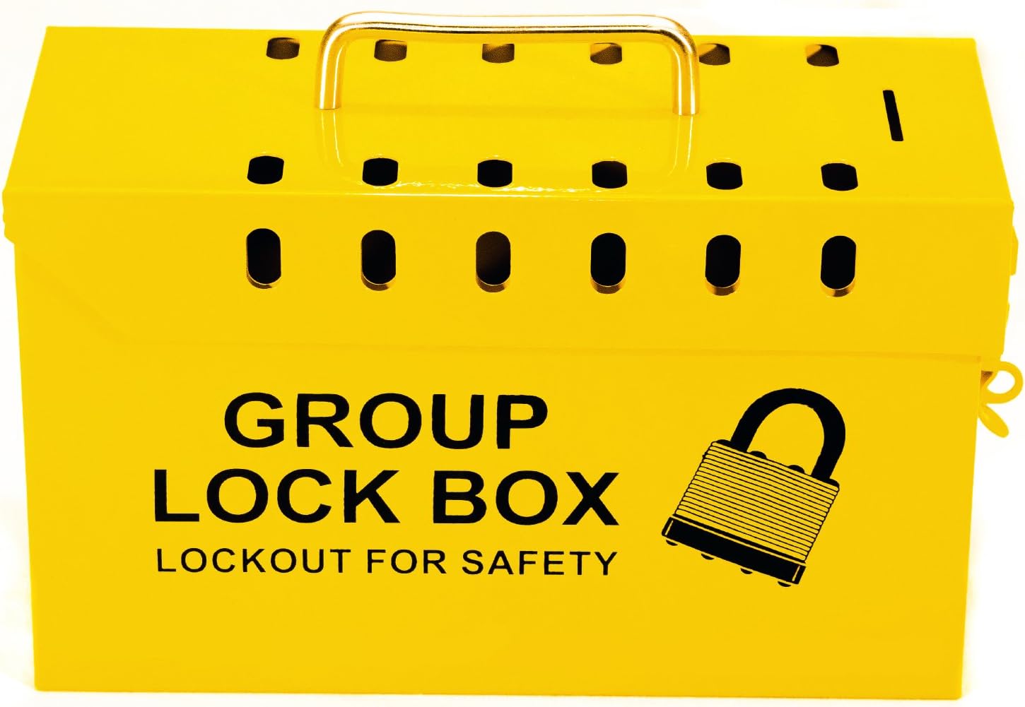 ZINGGreen Products 7299Y-UN Portable Steel Group Lockout Tagout Box, 10 x 6 x 4 Inch, Yellow
