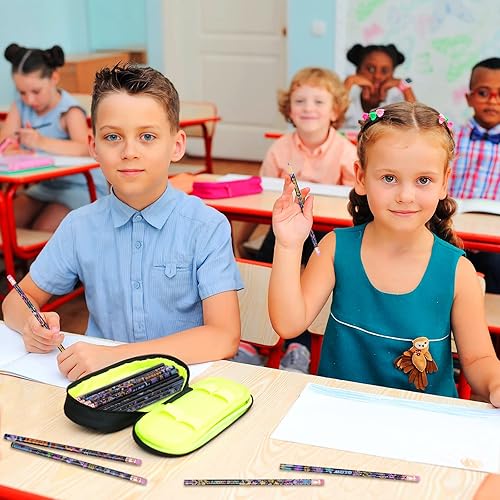 Miniatura 4 de 40 lápices brillantes coloridos de madera neón para niños recuerdos de fiesta de neón lápices divertidos que brillan en la oscuridad lápices de