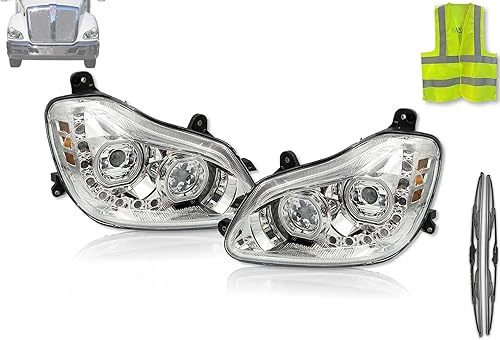 KOZAK Aftermarket Performance - Conjunto de faros delanteros LED completos con carcasa cromada, par izquierdo y derecho, compatible con el logotipo