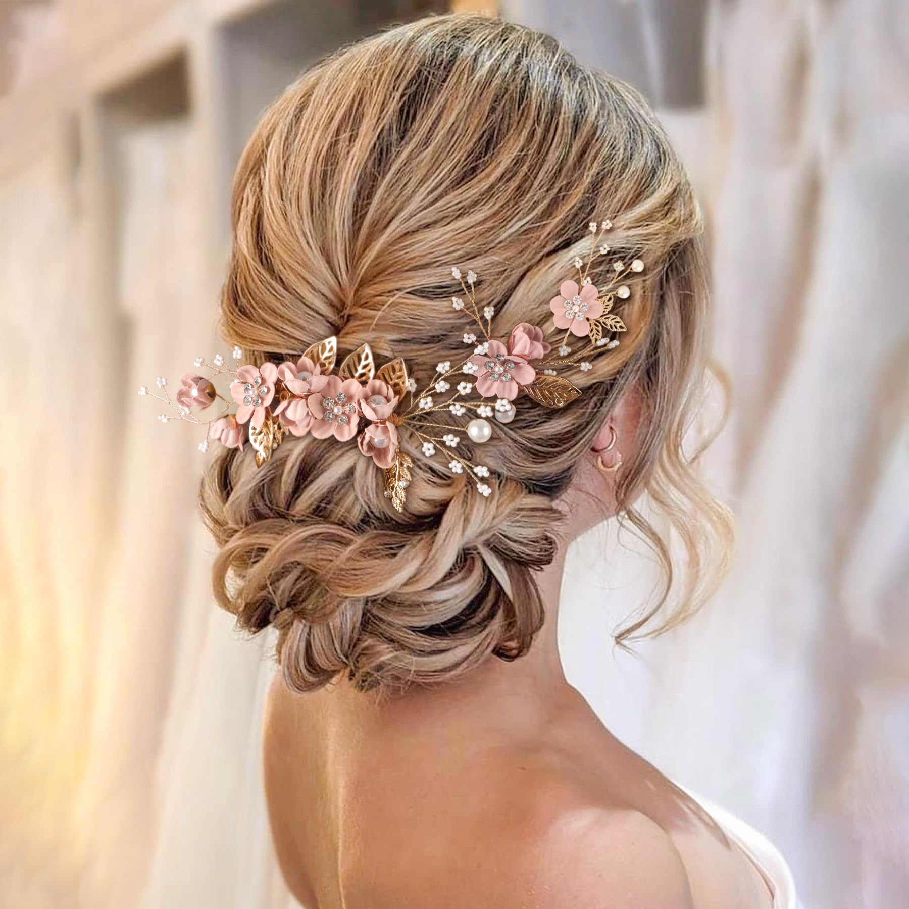 Ainelure Hair Accessories for Women, 8pcs Hair Pins Bride Flower Hair Pearls, Bridal Wedding Hair Accessories for Women Girls Gifts - Image 4
