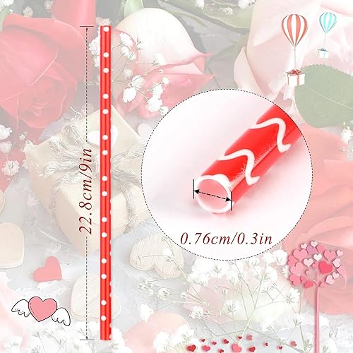 Miniatura 2 de 40 pajitas para el día de San Valentín, sin BPA, de 9 pulgadas, con impresión de plástico duro de San Valentín, reutilizables, para la familia o