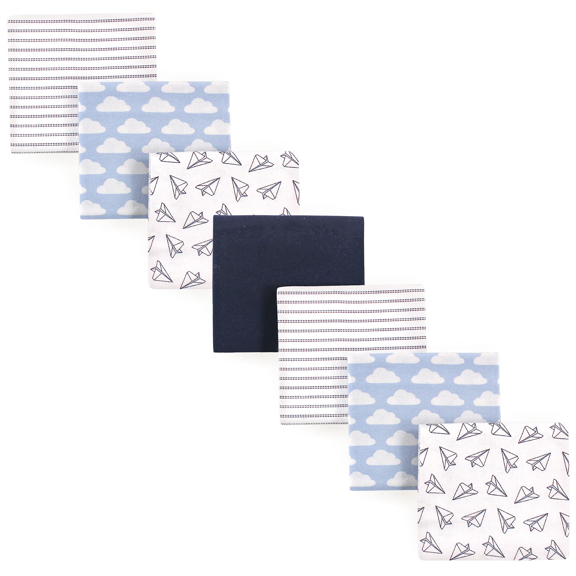 Hudson Baby Unisex Baby Cotton Flannel Receiving Blankets Bundle, Paper Airplane, One Size