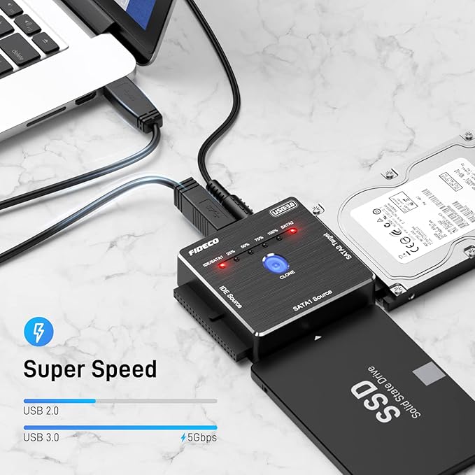 Adaptador SATA/IDE a USB 3.0 para discos duros 2.5/3.5 pulg miniatura 2