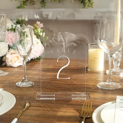 Miniatura 80 de UNIQOOO Paquete de 10 letreros de mesa de acrílico esmerilado de 8 x 10 pulgadas para boda con soportes, 1/8 pulgadas de grosor, hoja de letrero