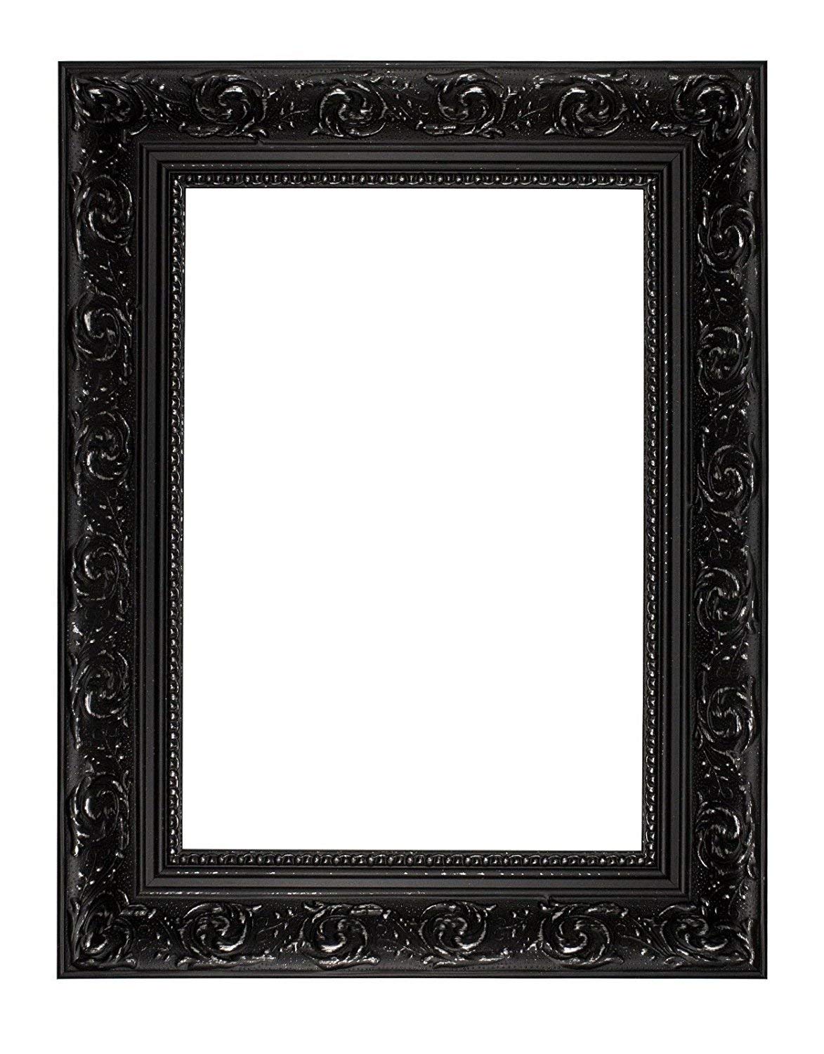 Black - Wide Baroque Range Ornate Picture/Photo/Poster frame with Perspex Sheet - Moulding 49mm Wide and 38mm Deep - (50.8 x 40.6cm) 20" x 16"