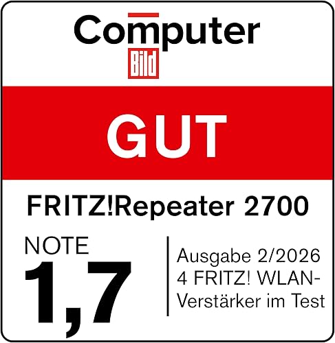 Fritz! Repeater 2700 (Ultra-Fast Wi-Fi 7 with up to 6,500 Mbps, Optimised WLAN Range, WLAN Mesh, Easy Setup, Highest Security Standard Thanks to WPA3/2, German Version) - 5