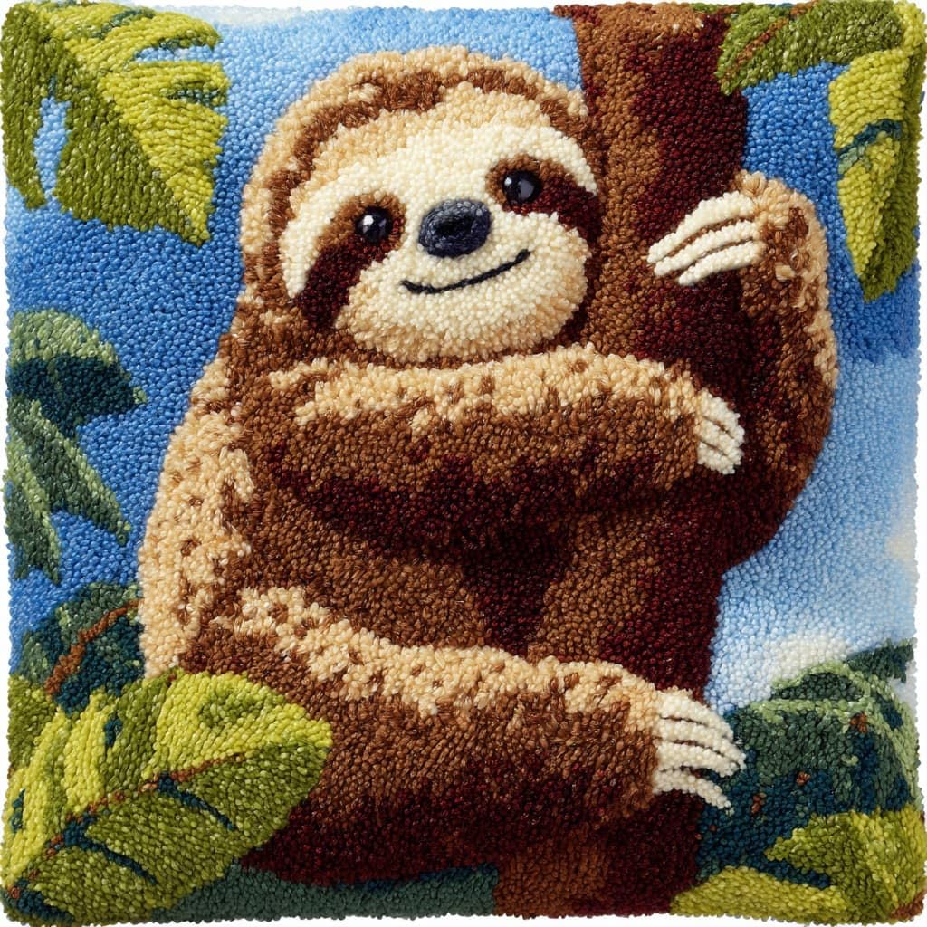 Henypt DIY Latch Hooking Pillow Kits Sloth
