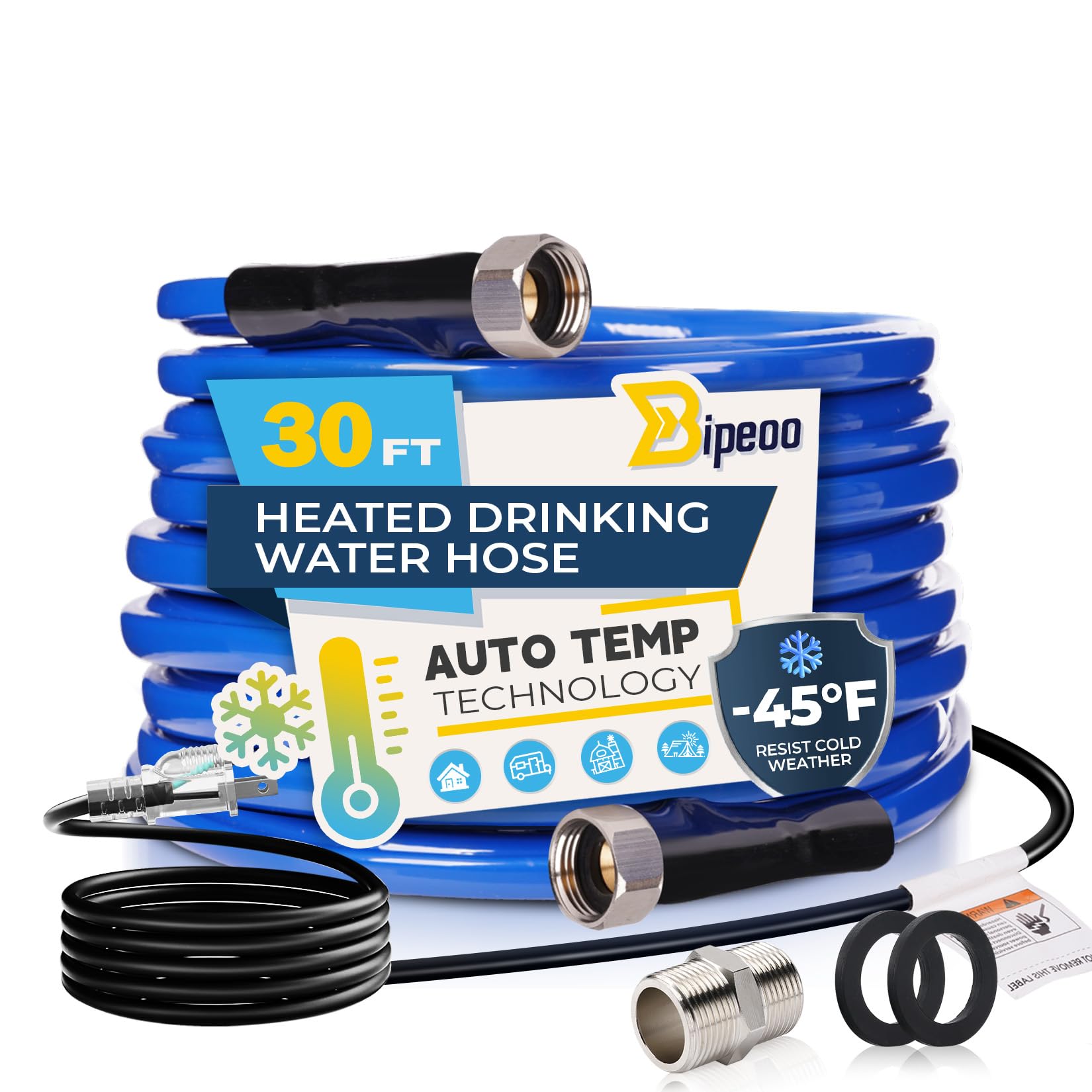 30FT Heated Water Hose for Rv,Heated Drinking Water Hose Antifreeze to -45°F,Great Rv Accessories for Campers,Livestock,Agriculture,Lead and BPA Free