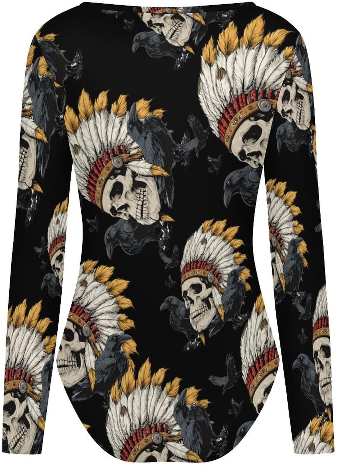 Chief Skull USA Indian Women's Bodysuits Long Sleeve Top 5XL