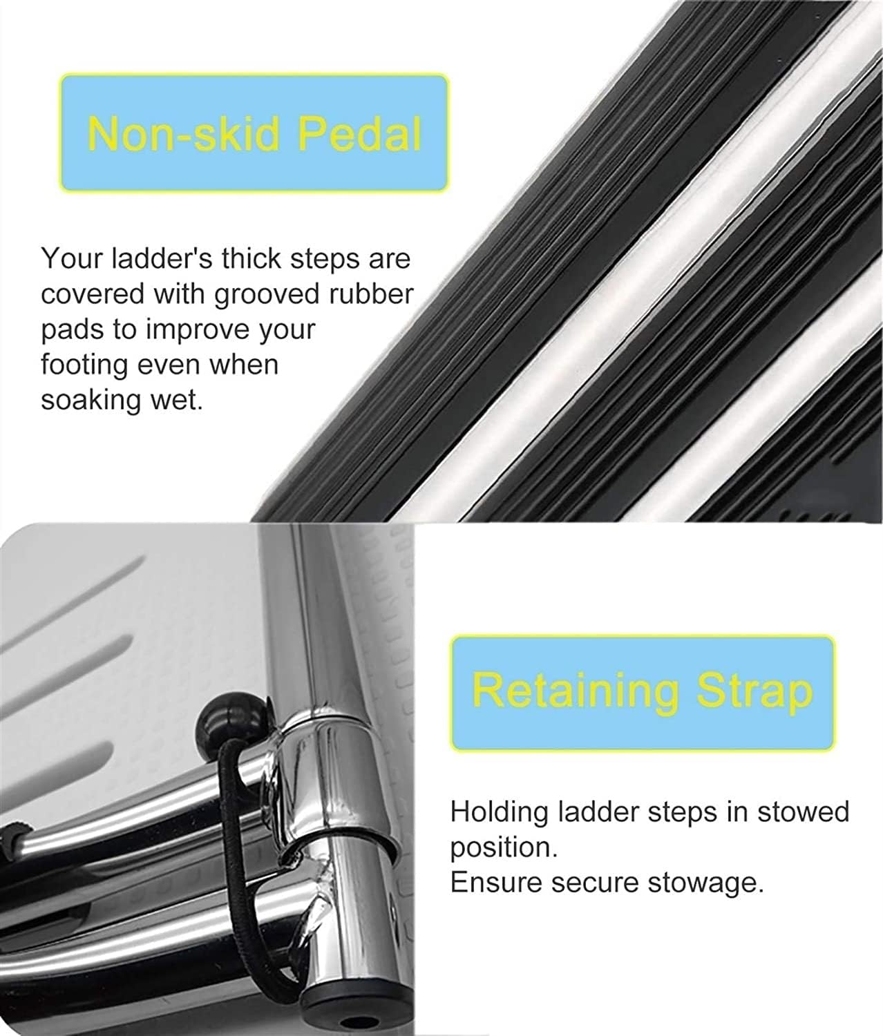 Dock Boat Ladders 2 Steps Pontoon Boat Ladder with Swimming Platform & Handrail, Stainless Steel Swim Deck Ladder, Outboard/Marine Yacht Extension Ladder