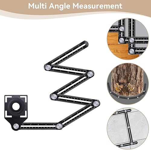 Miniatura 4 de Regla de medición de ángulo múltiple Herramienta de medición de ángulo plegable de 6 lados, aleación de aluminio, regla multifunción ajustable
