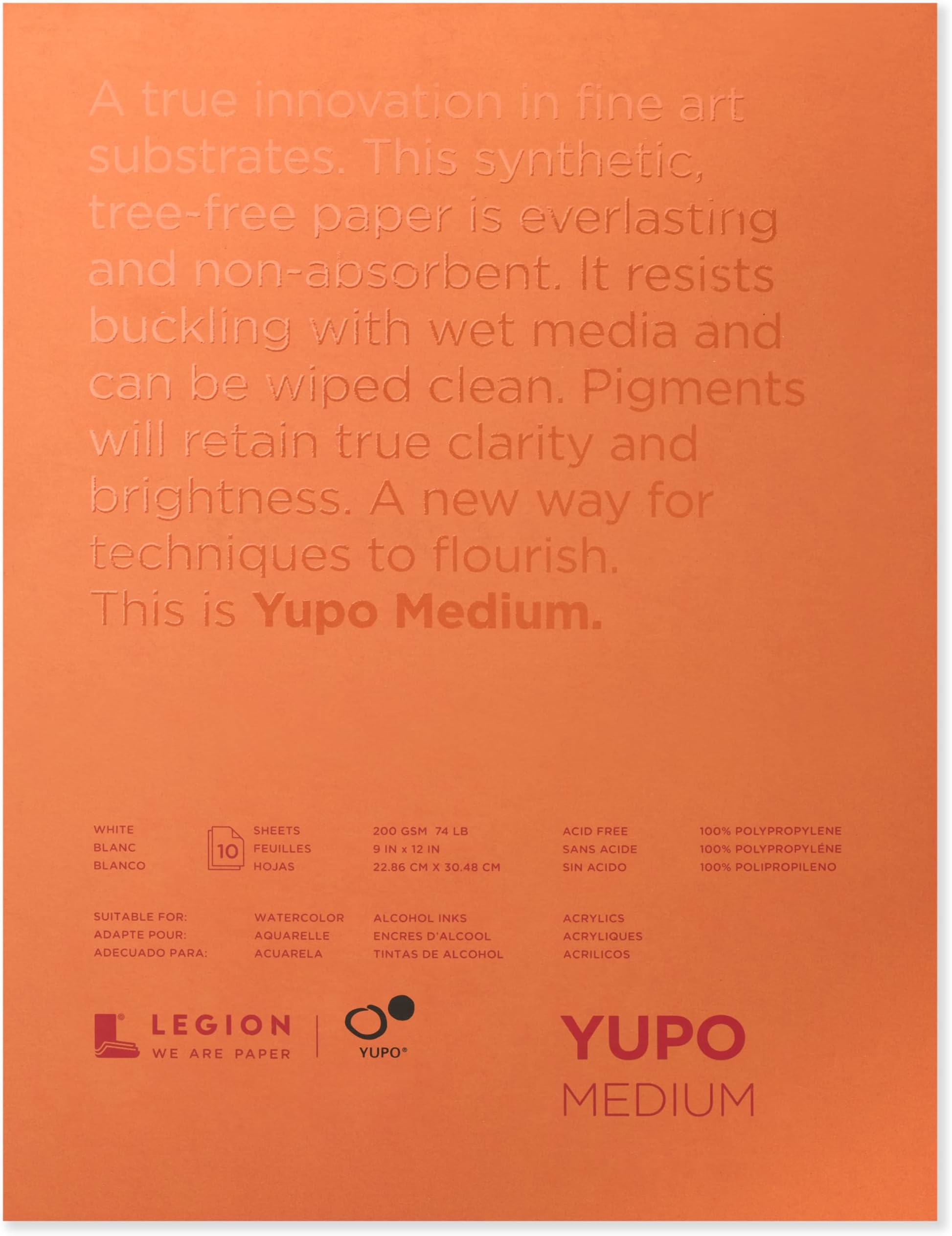 Yupo Paper L21-YUP197W912 White Sheets, 9" x 12", 10 count