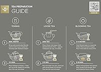 Vista 5 de Tetera de vidrio Teabloom segura para estufa y microondas con infusor de té de hojas sueltas extraíble – Incluye 2 tés florecientes – Tetera