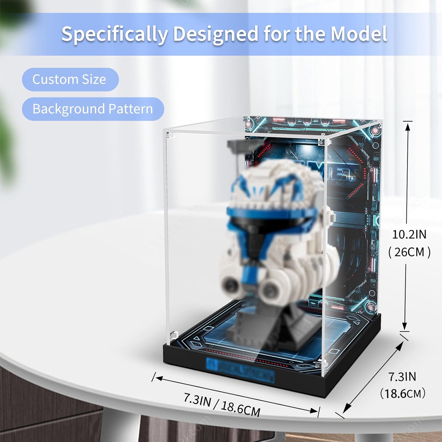 Acrylic Display Case Compatible with Lego 75349 Captain Rex Helmet or 75350 Clone Commander Cody Helmet; ONLY Display Case, The Model is NOT Included