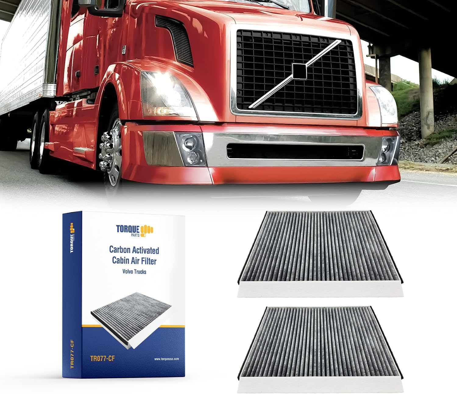 TORQUE 20435801 Cabin Air Filter Compatible with 2002+ Volvo VNL 780 760 860 670 630; VN 780 670; VH VHD VNM Accessories Parts Replaces AF26405 CAF24000 49084 PA4681 83084 TR077 2 PCS
