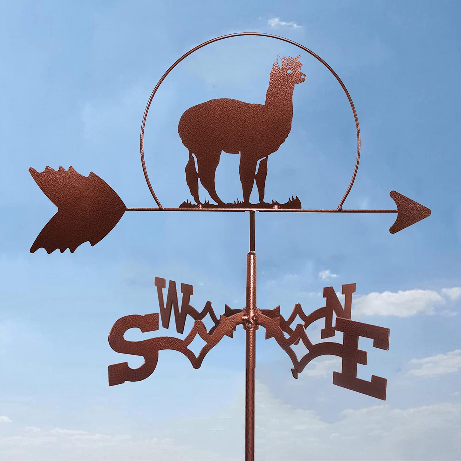 Weather Vane Durable Stainless Steel Retro Weathervane Creative Garden Stake Ttainless Steel Weathercock for Garden Decor Roof Professionnel Measuring Tool (Color : Alpaca)