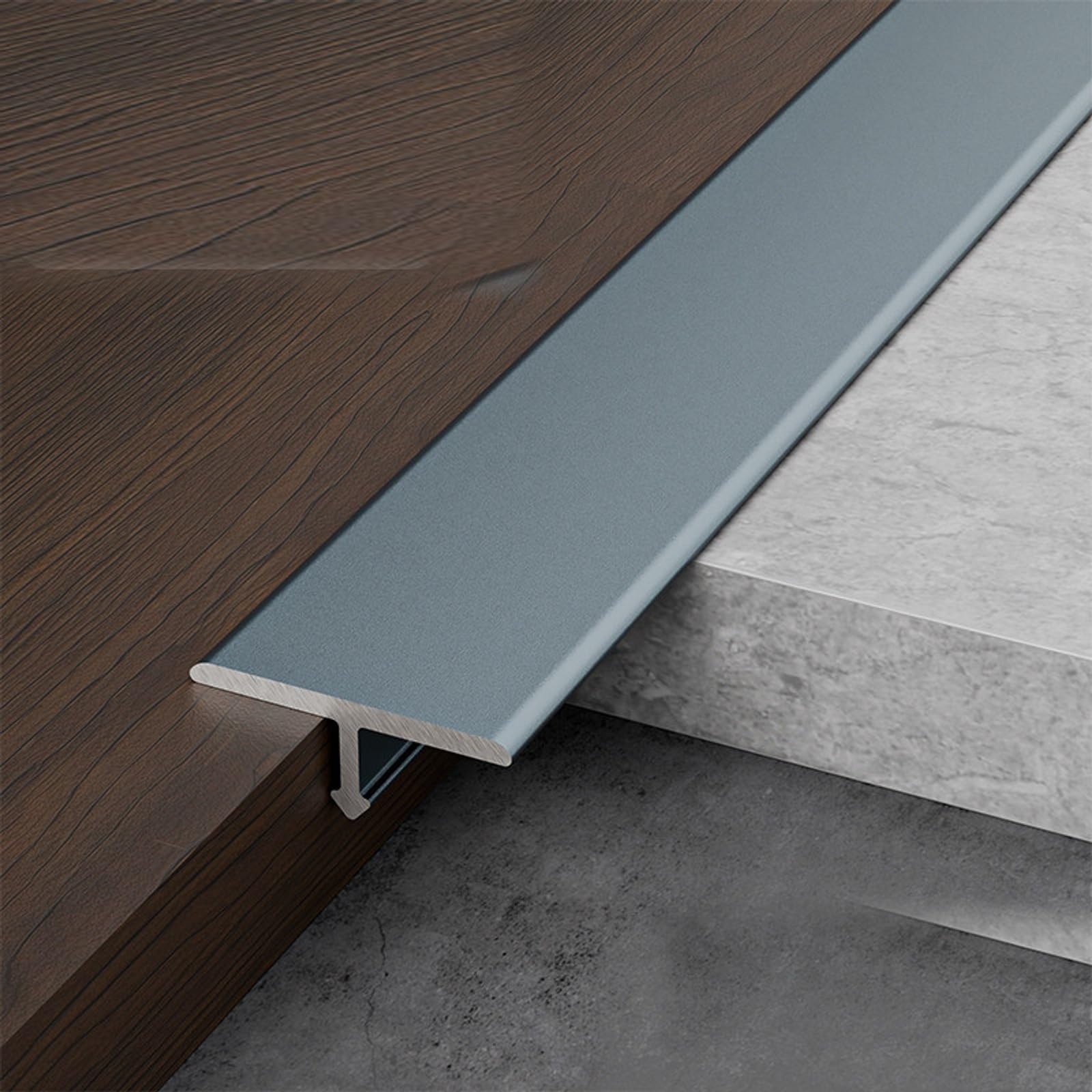 Barre de seuil en T aluminium pour transition de sol et joint fin de carrelage