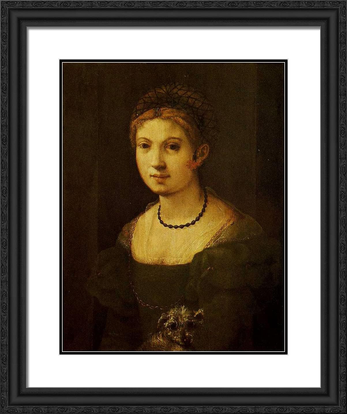 ArtDirect Pontormo, Jacopo 20x24 Gold Ornate Framed Art Print with Double Matting Titled: Portrait of a Young Woman